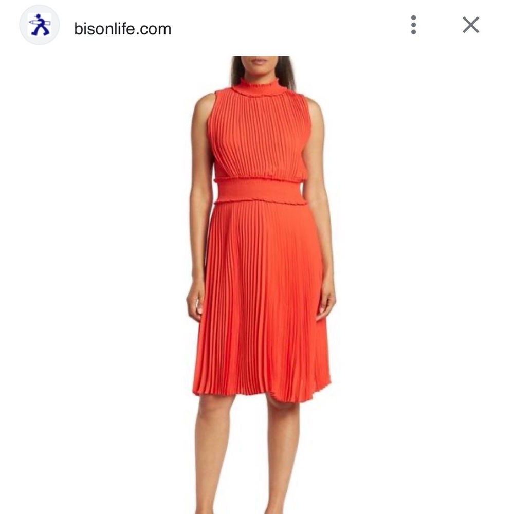 Nanette Lepore pleated mock neck Coral Dress